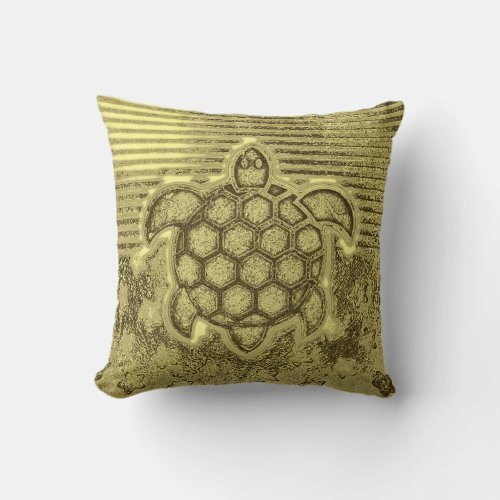 colorful marbled stoned sea turtle in 3d usa flag throw pillow