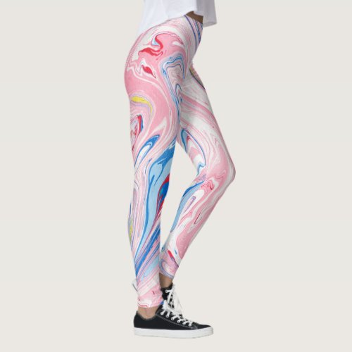 Colorful Marbleized Background Leggings