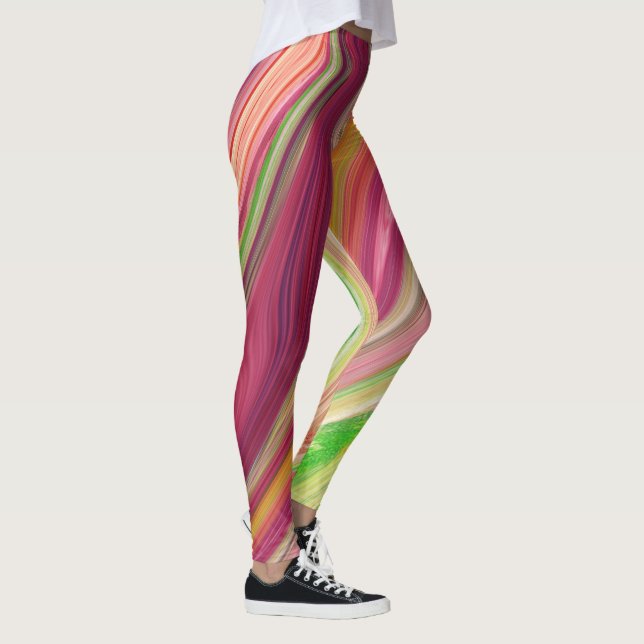 Colorful Marbleized Flowing Colors Pattern Leggings (Right)