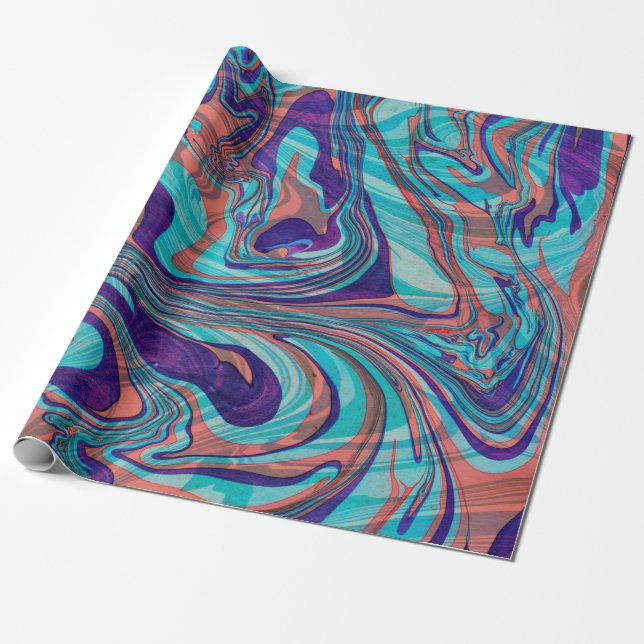Colorful Marbleized Swirly Background Wrapping Paper (Unrolled)