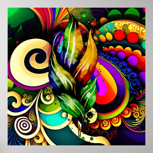 Colorful Mardi Gras Abstract Art Nola Celebration Poster
