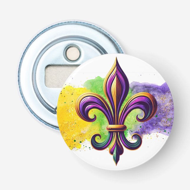 Colorful Mardi Gras Fleur de lis  Bottle Opener (Front)