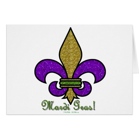 Colorful Mardi Gras Fleur De Lis Cards (Front Horizontal)
