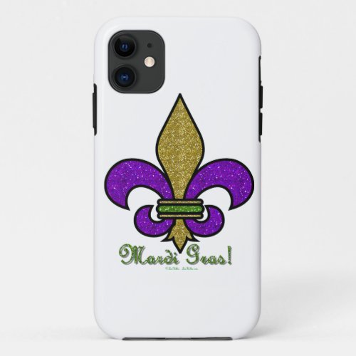 Colorful Mardi Gras Fleur De Lis iPhone 11 Case