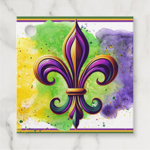 Colorful Mardi Gras Fleur de lis  Favor Tags
