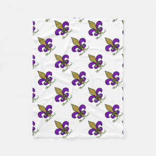 Colorful Mardi Gras Fleur De Lis Fleece Blanket