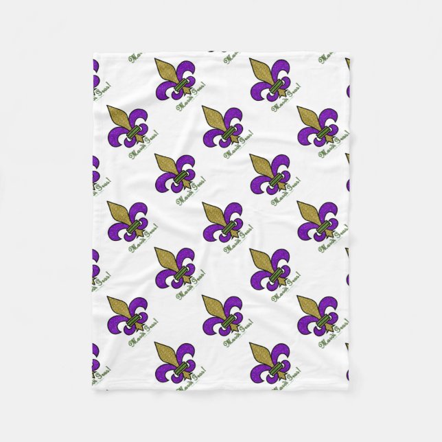 Colorful Mardi Gras Fleur De Lis Fleece Blanket (Front)
