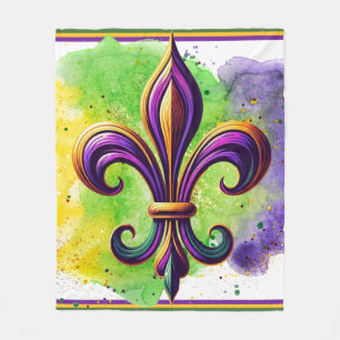 Colorful Mardi Gras Fleur de lis Fleece Blanket