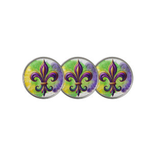 Colorful Mardi Gras Fleur de lis Golf Ball Marker