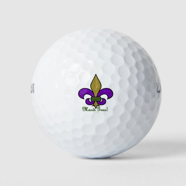 Colorful Mardi Gras Fleur De Lis Golf Balls (Front)