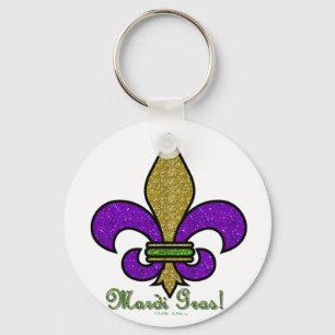 Colorful Mardi Gras Fleur De Lis Keychain