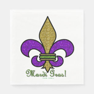 Colorful Mardi Gras Fleur De Lis Paper Napkins