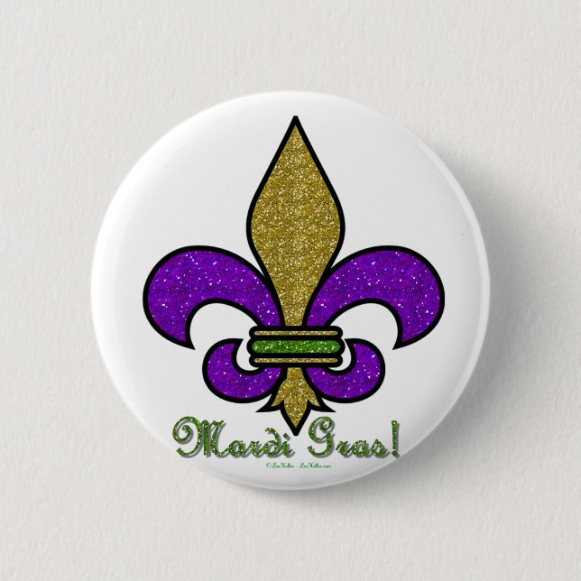 Colorful Mardi Gras Fleur De Lis Pinback Button (Front)