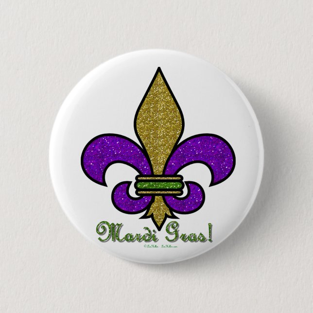 Colorful Mardi Gras Fleur De Lis Pinback Button (Front)