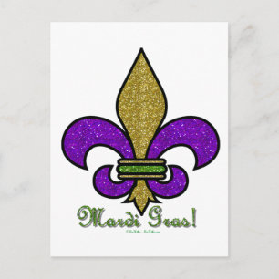 Colorful Mardi Gras Fleur De Lis Postcard