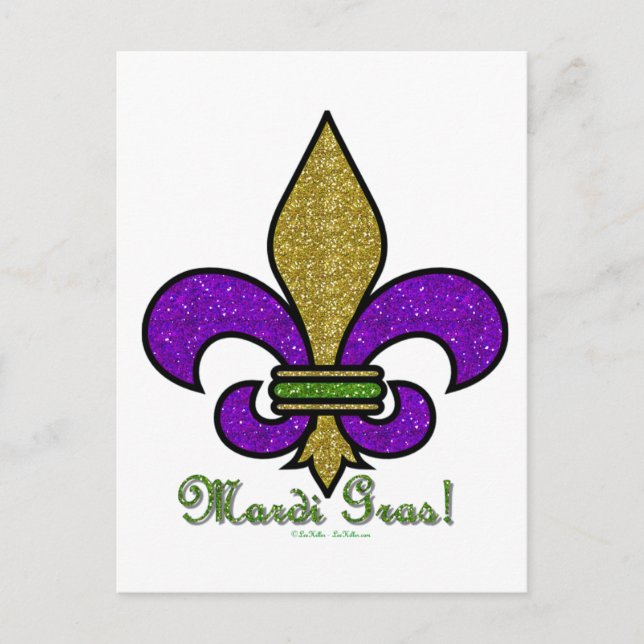 Colorful Mardi Gras Fleur De Lis Postcard (Front)
