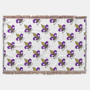 Colorful Mardi Gras Fleur De Lis Throw Blanket