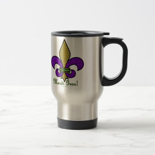 Colorful Mardi Gras Fleur De Lis Travel Mug