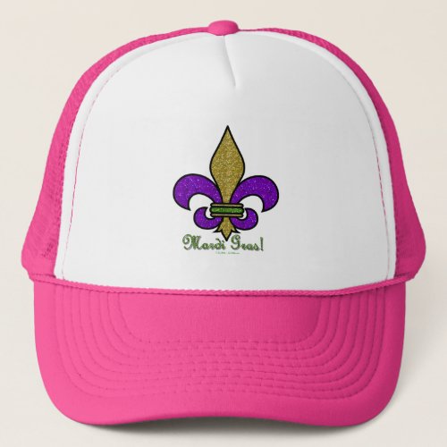 Colorful Mardi Gras Fleur De Lis Trucker Hat