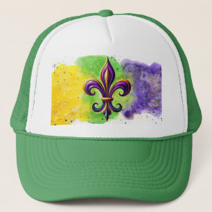 Colorful Mardi Gras Fleur de lis  Trucker Hat