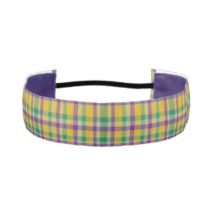 Colorful Mardi Gras gingham patterned Athletic Headband