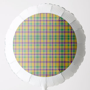 Colorful Mardi Gras gingham patterned Balloon