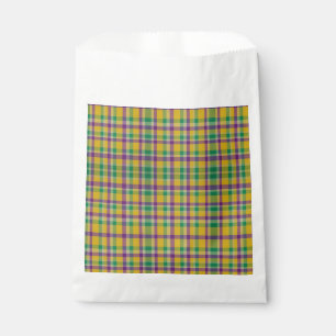 Colorful Mardi Gras gingham patterned Favor Bag