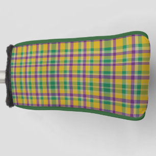 Colorful Mardi Gras gingham patterned Golf Head Cover