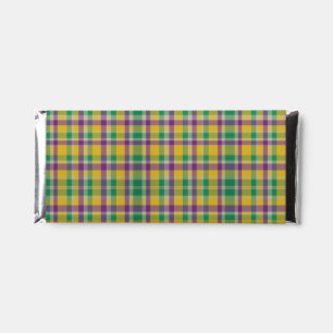 Colorful Mardi Gras gingham patterned Hershey Bar Favors