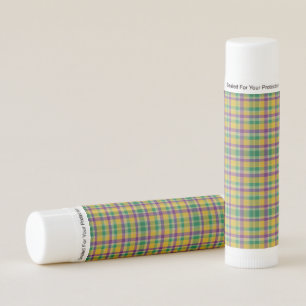 Colorful Mardi Gras gingham patterned Lip Balm