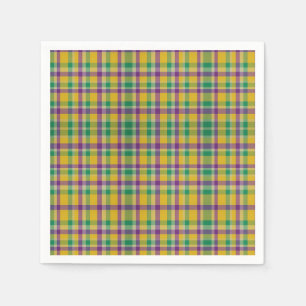 Colorful Mardi Gras gingham patterned Napkins