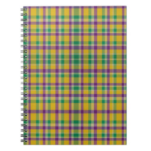 Colorful Mardi Gras gingham patterned Notebook