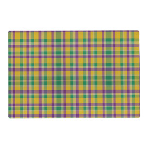 Colorful Mardi Gras gingham patterned Placemat