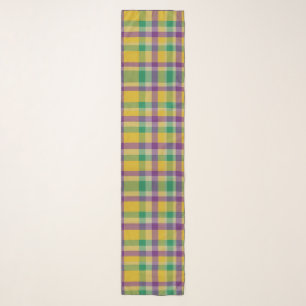 Colorful Mardi Gras gingham patterned Scarf