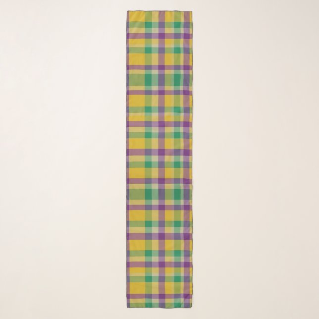 Colorful Mardi Gras gingham patterned Scarf (Front)