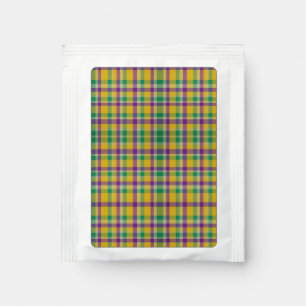 Colorful Mardi Gras gingham patterned Tea Bag Drink Mix