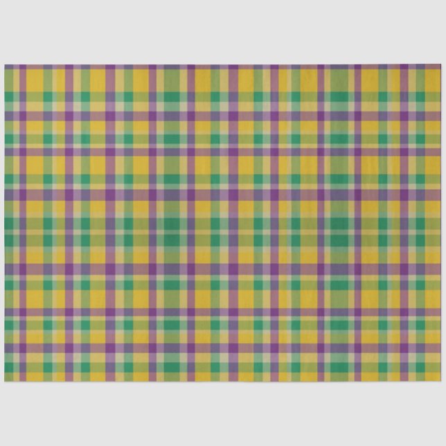 Colorful Mardi Gras gingham patterned Tissue Paper (Front)