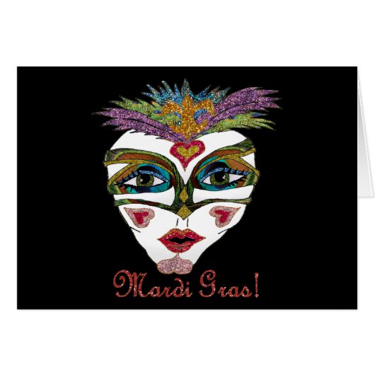 Colorful Mardi Gras Glitter Feather Mask (Front Horizontal)