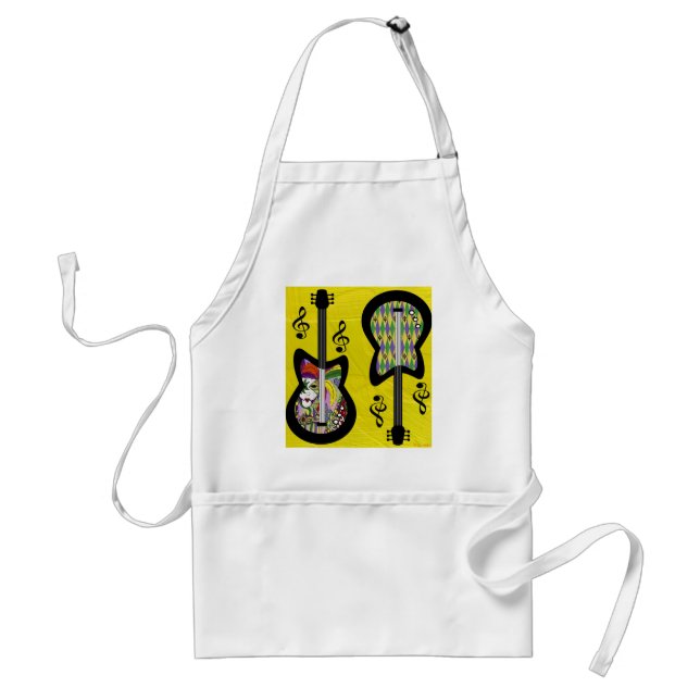 Colorful Mardi Gras Guitars Adult Apron (Front)