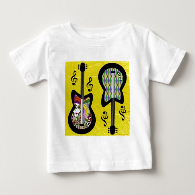 Colorful Mardi Gras Guitars Baby T-Shirt (Front)