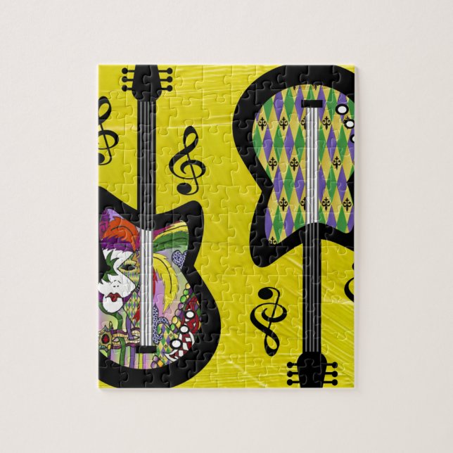 Colorful Mardi Gras Guitars Jigsaw Puzzle (Vertical)