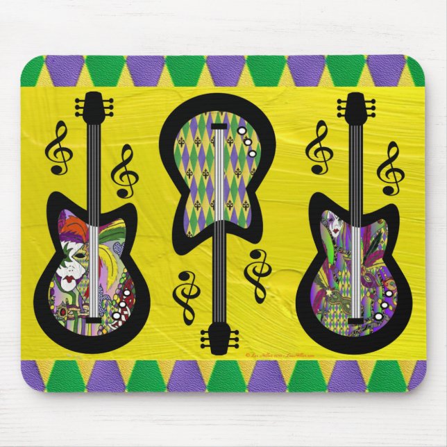 Colorful Mardi Gras Guitars Mouse Pad (Front)