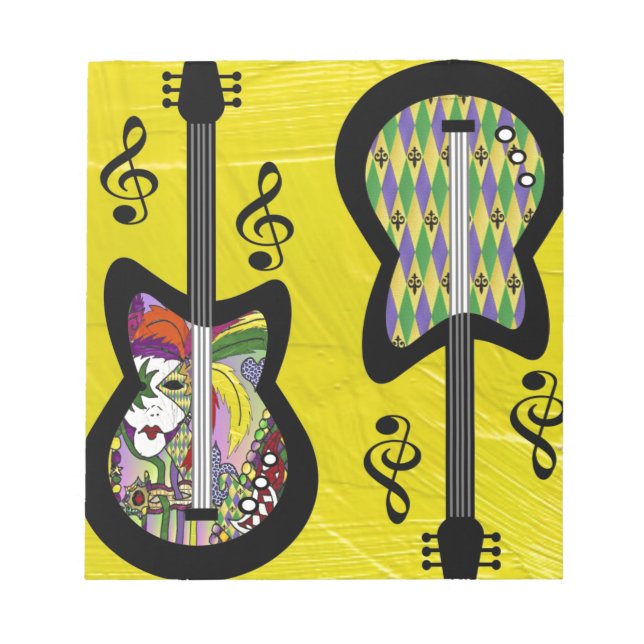 Colorful Mardi Gras Guitars Notepad (Front)