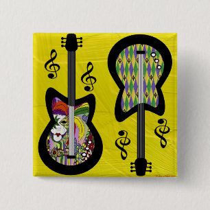 Colorful Mardi Gras Guitars Pinback Button