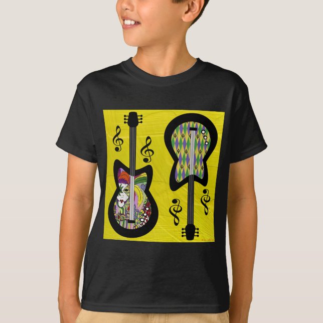 Colorful Mardi Gras Guitars T-Shirt (Front)