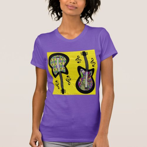 Colorful Mardi Gras Guitars T_Shirt