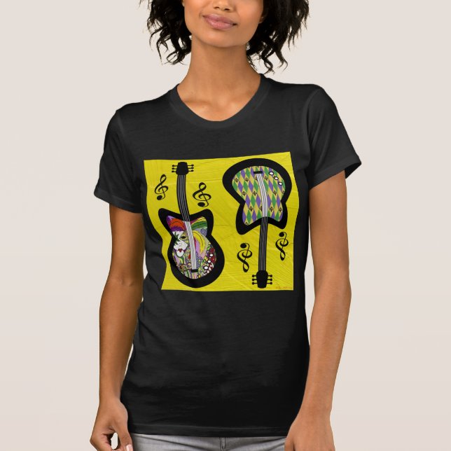 Colorful Mardi Gras Guitars T-Shirt (Front)