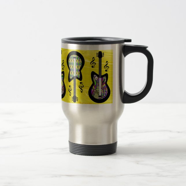 Colorful Mardi Gras Guitars Travel Mug (Right)