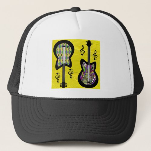 Colorful Mardi Gras Guitars Trucker Hat