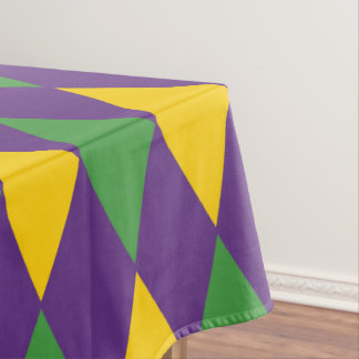 Colorful Mardi Gras Harlequin Green Purple Gold Tablecloth